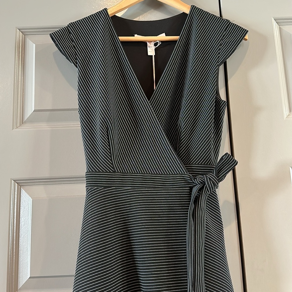 NWOT Hutch Velma wrap dress black white mini stripe